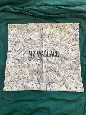 MZ Wallace Marble-Print Drawstring Dust Bag in Cream and Black